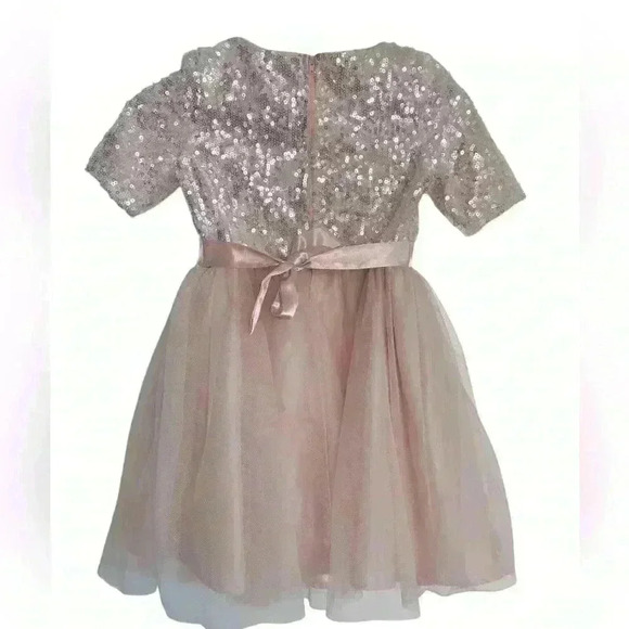 Nordstrom Zunie Girl's Blush Sequin Tulle Butterfly Flare and Fanciful‎ Dress - Picture 3 of 10